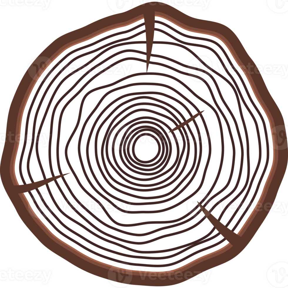 Saw cut tree trunk flat style brown color png