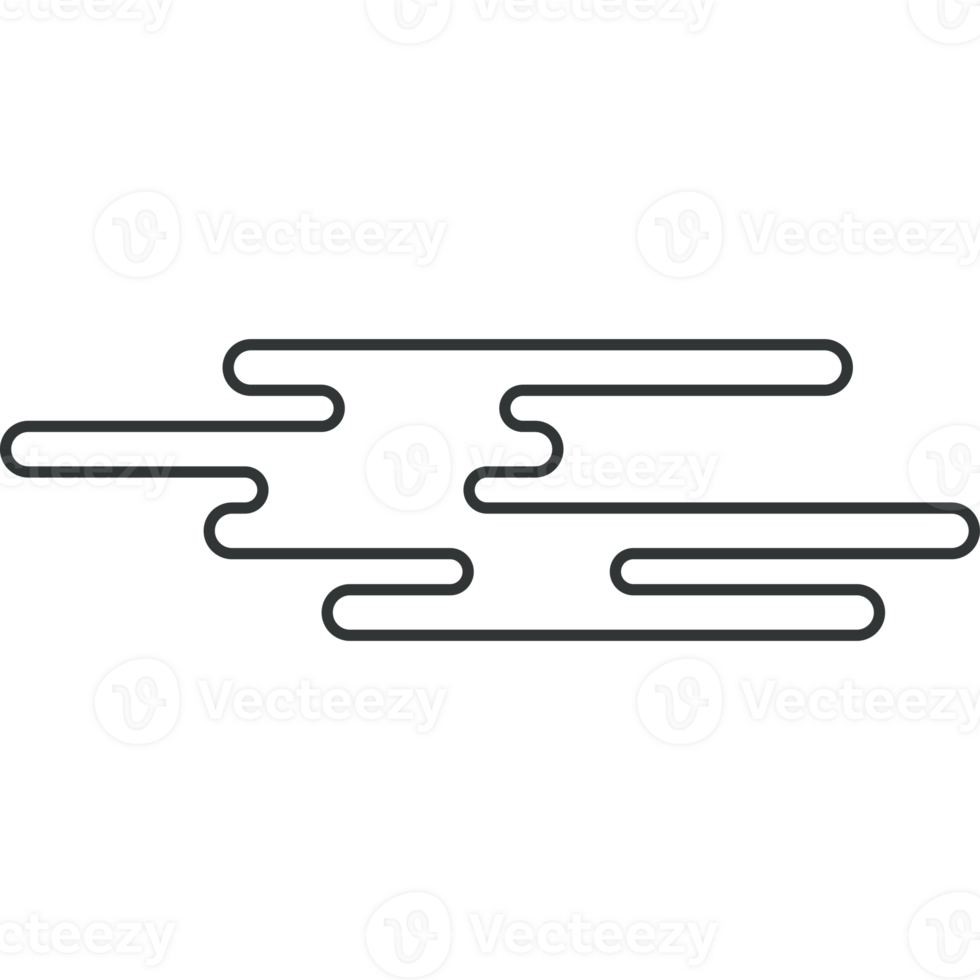 Chinese cloud line style black isolated png