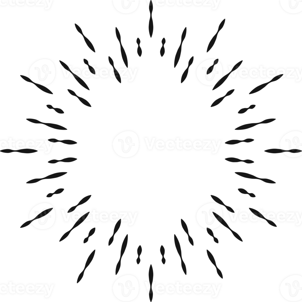 Sunburst black color line flat style 6 png