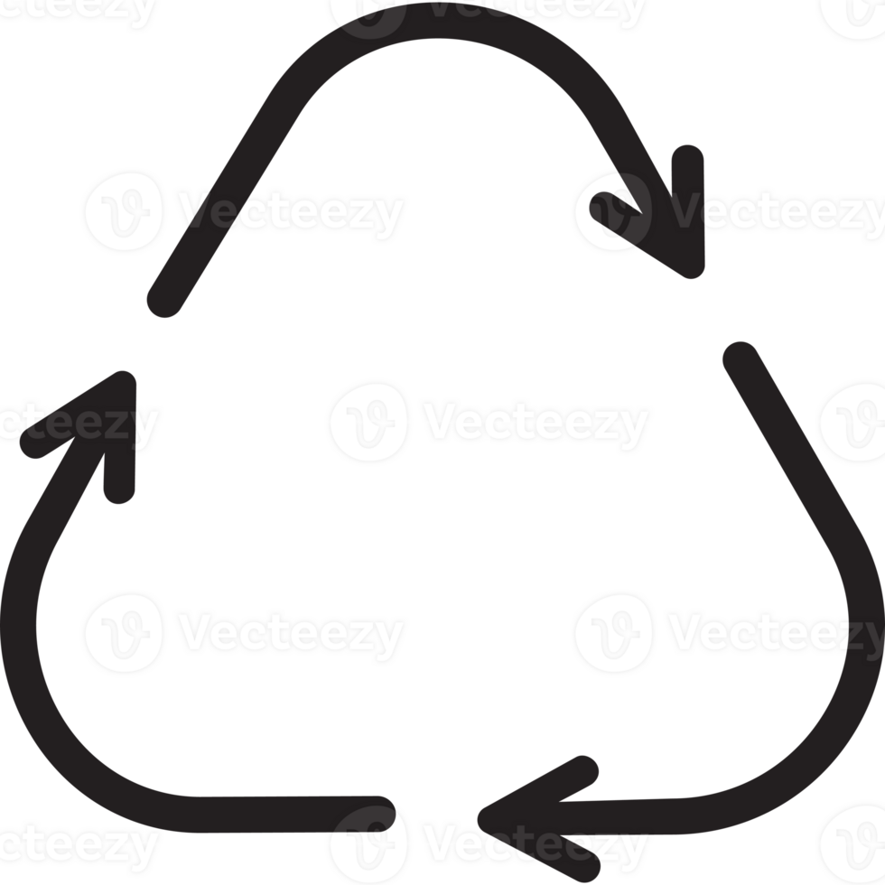 Recycle symbol hand draw style black color for ecology project png