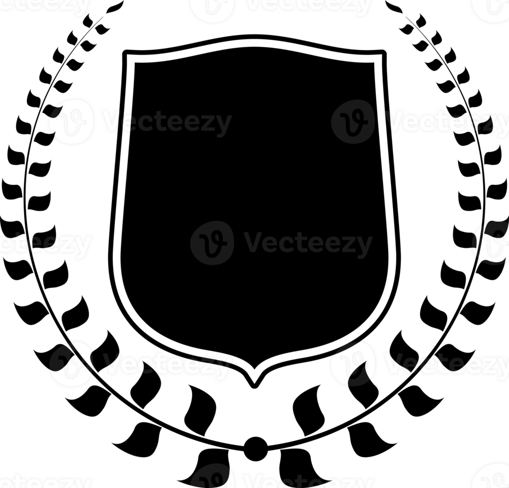Shield symbol black color flat style for logo isolated png