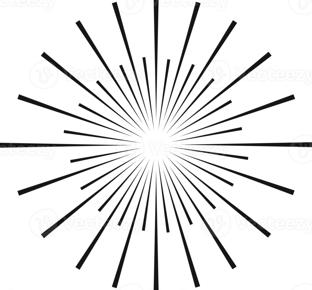 Sunburst black color line flat style 4 png