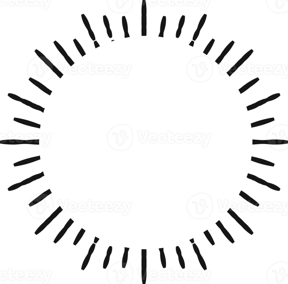 Sunburst black color line flat for decoration png