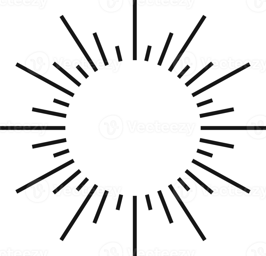 Sunburst element black color line flat style png