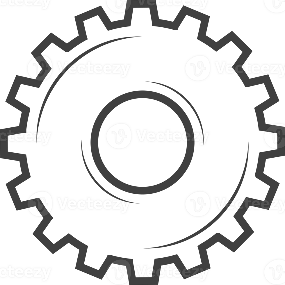 Gear symbol line style black color png