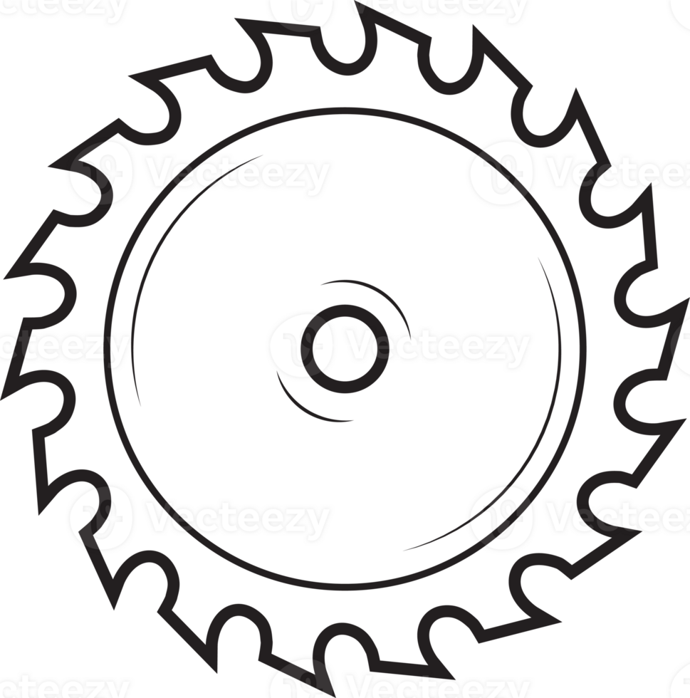 Saw disk black color flat line style png