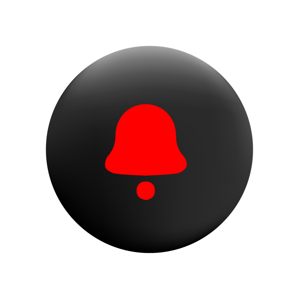 Notification red bell icon on a black button png