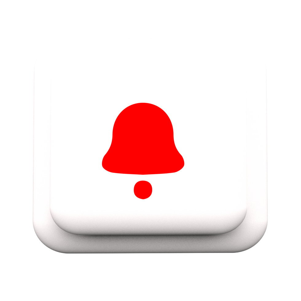 Notification red bell icon on a white button png