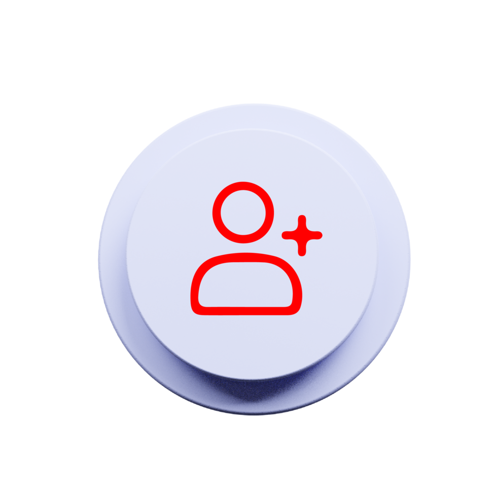 User plus sign on a white button png
