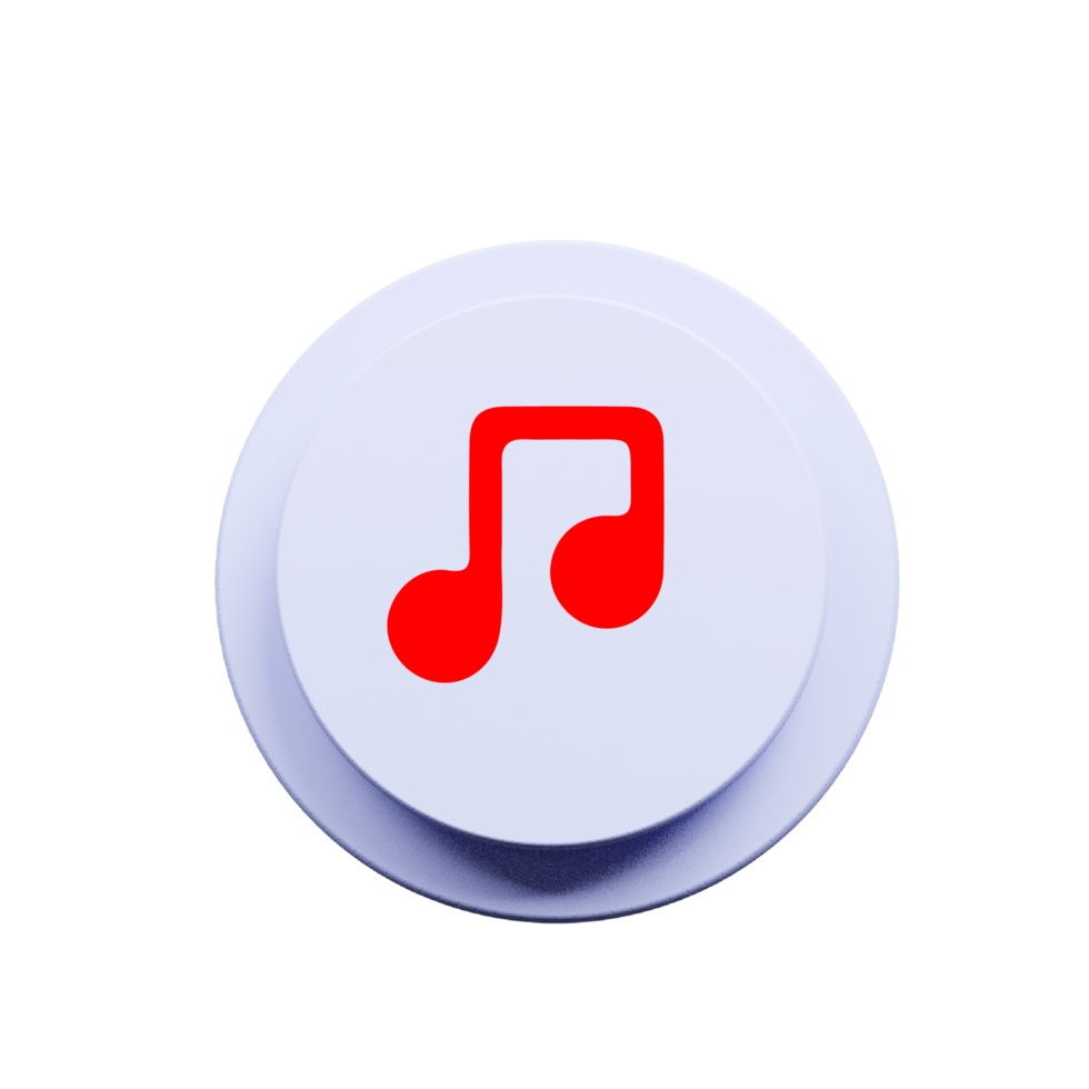 Music note icon red on a button png