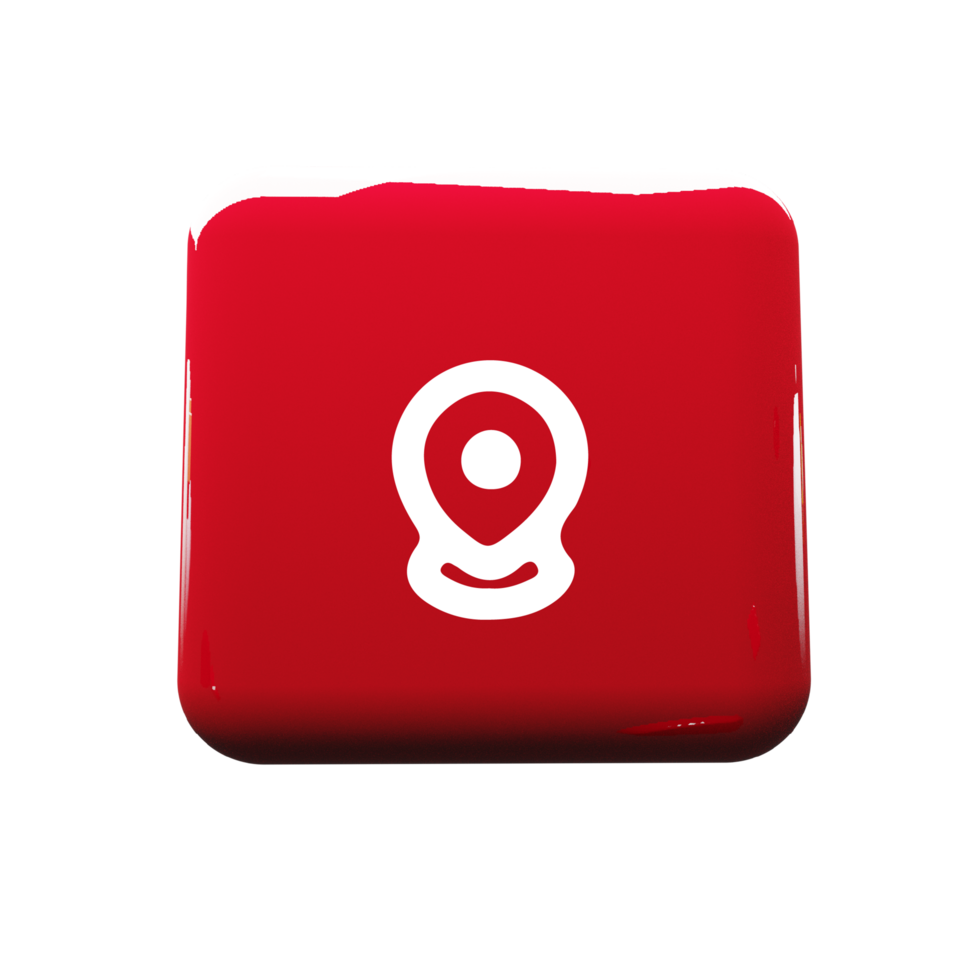 Red square button with a pin icon png