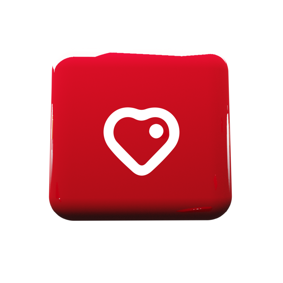 Red heart icon on a square button png