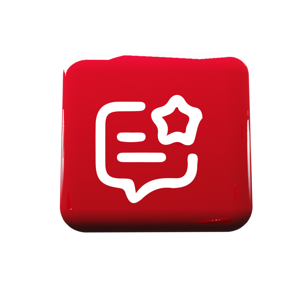 Chat star icon on red square button png