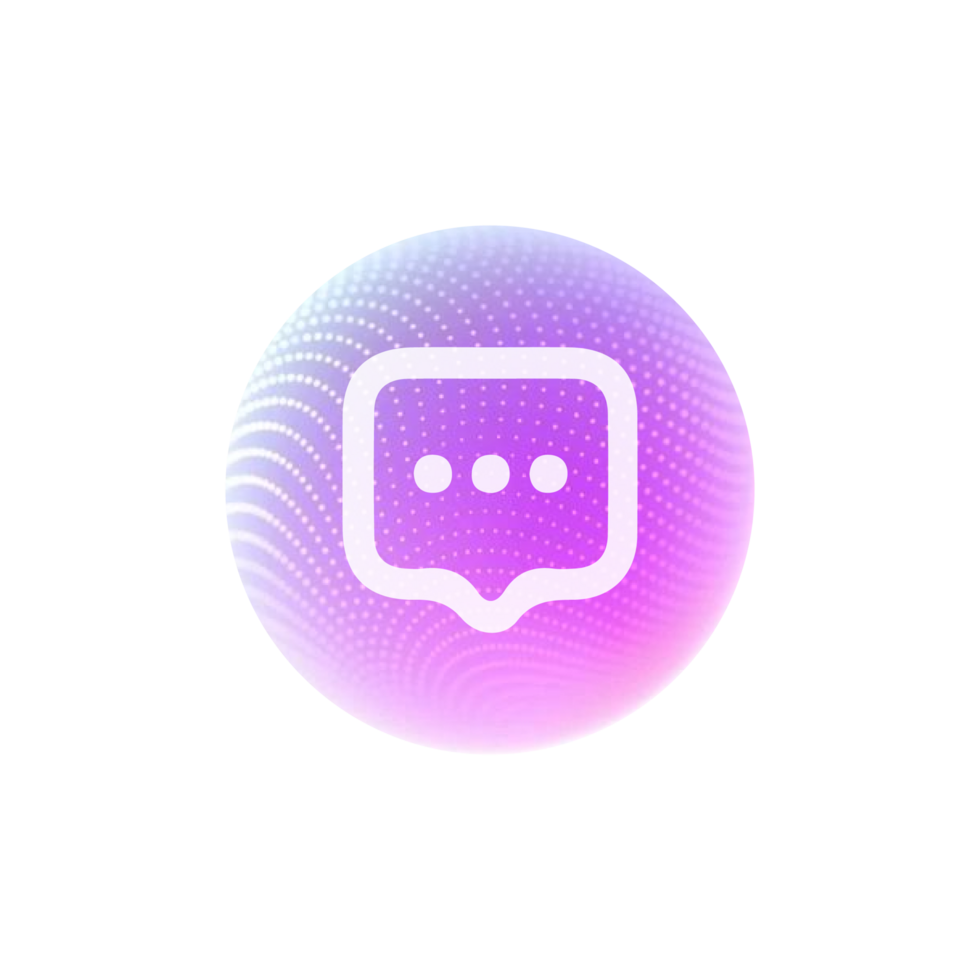Chat bubble icon in purple and pink button png