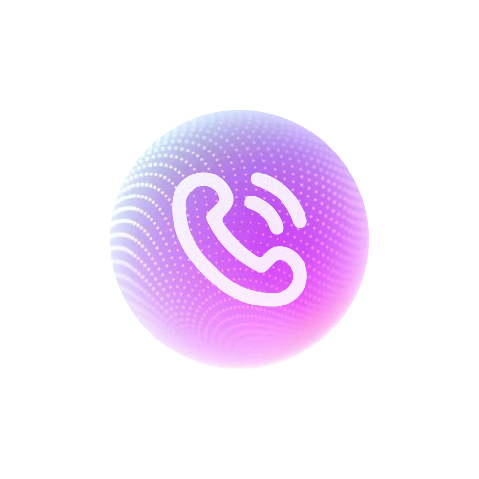 Phone call icon on purple circle png