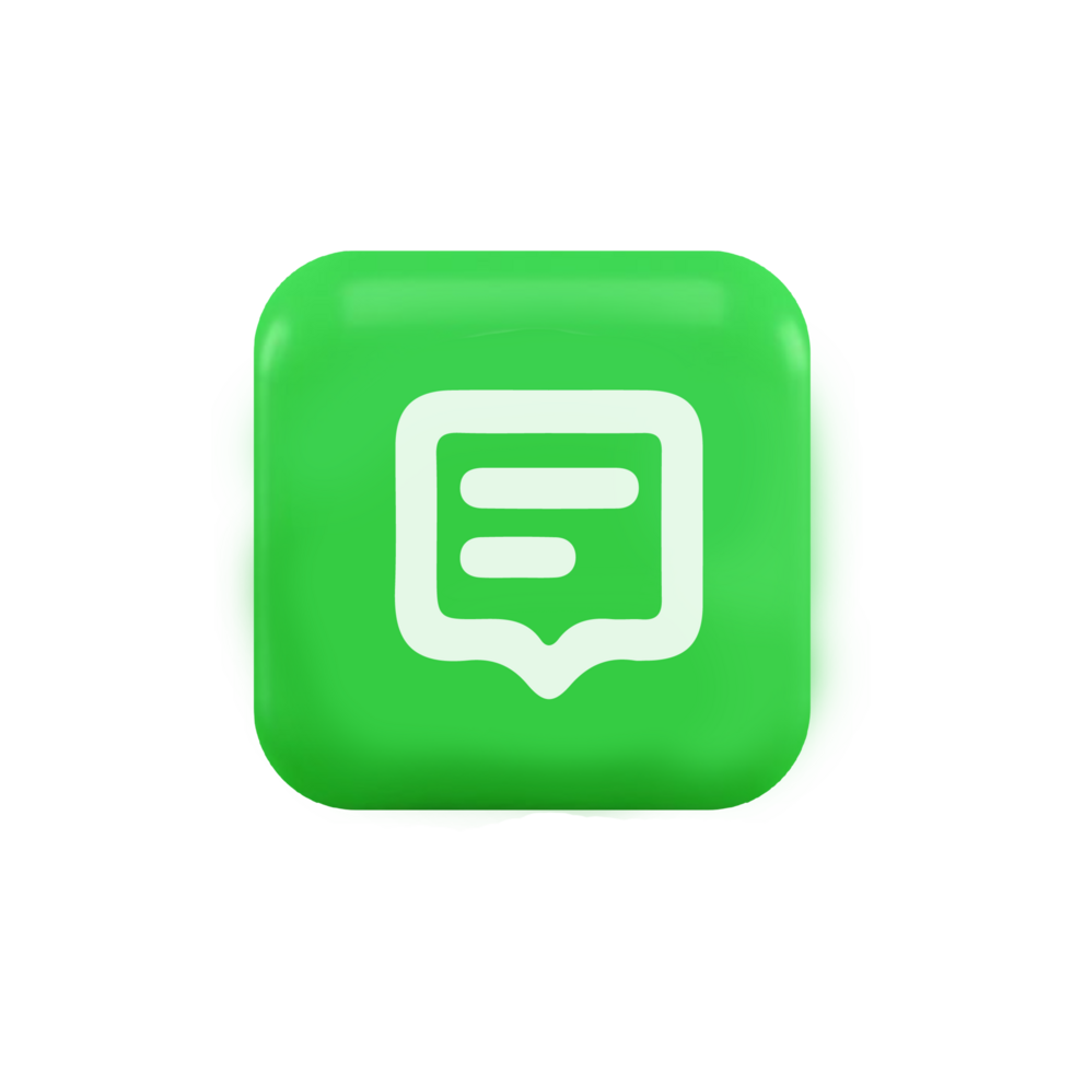 Chat bubble icon on a green button png