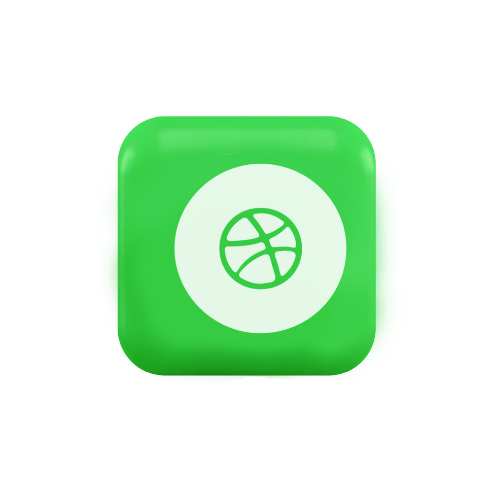 A green and white square with a basketball ball on it png