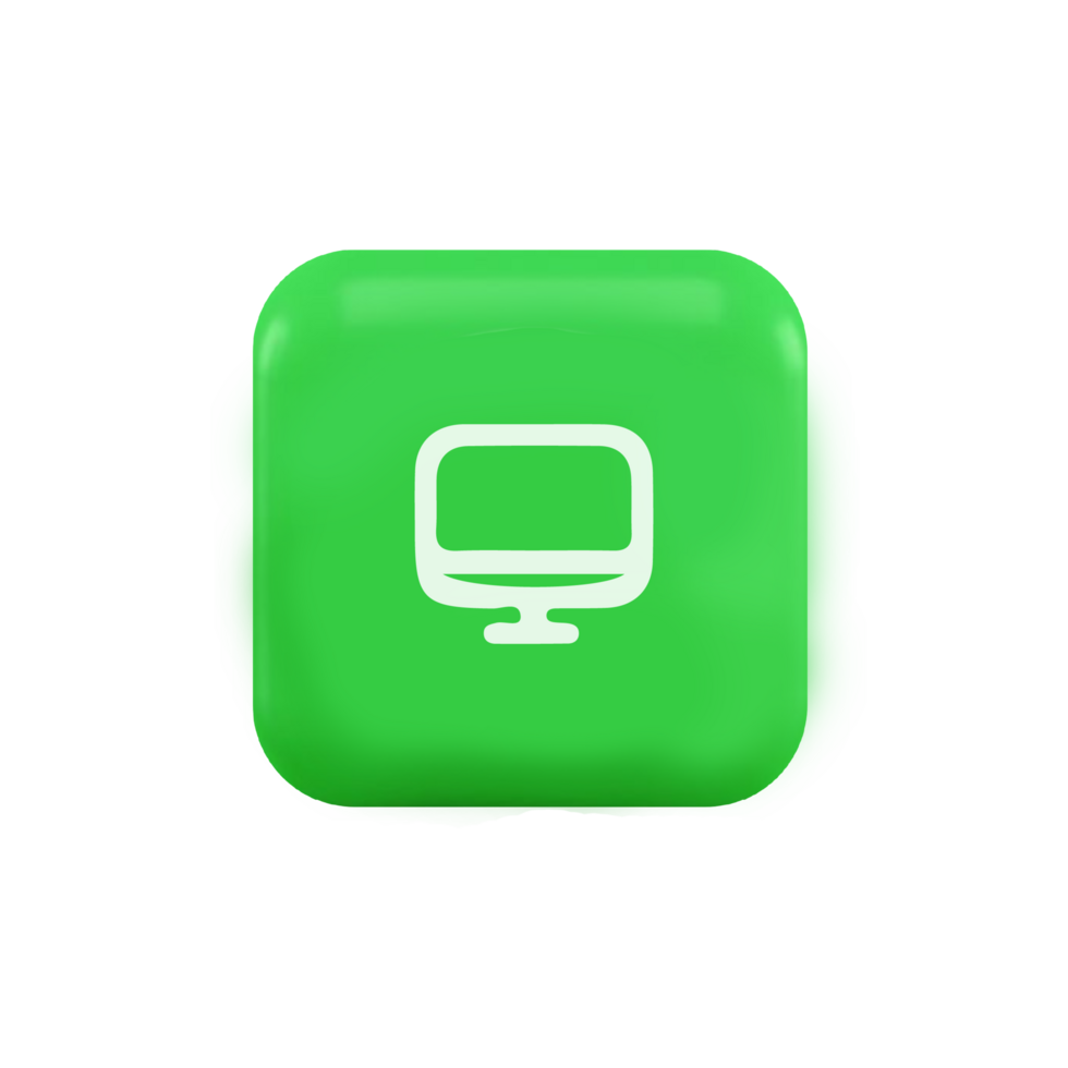 A green button with a computer icon on it png
