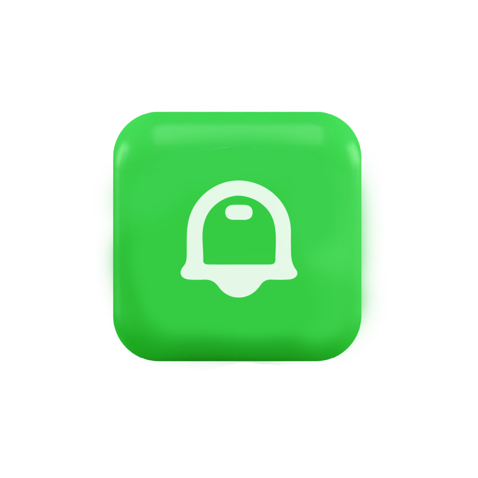A green button with a bell icon on it png