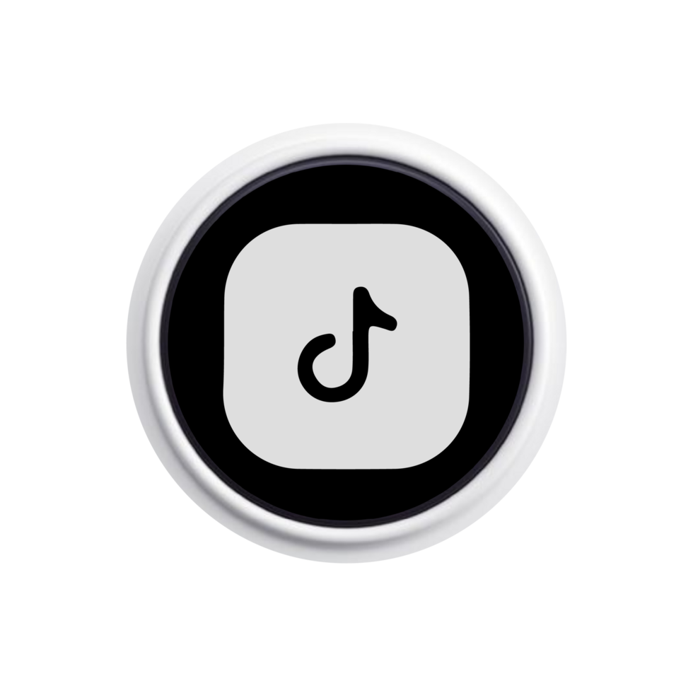 Tiktok logo white and black button png