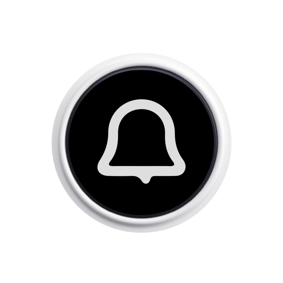 Bell notification on black and white button png