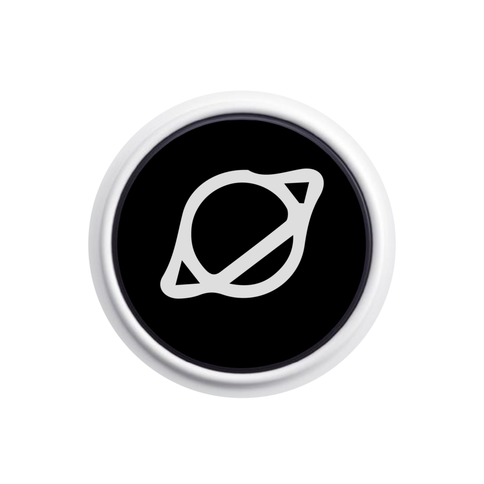 A black and white button with a white circle on it png