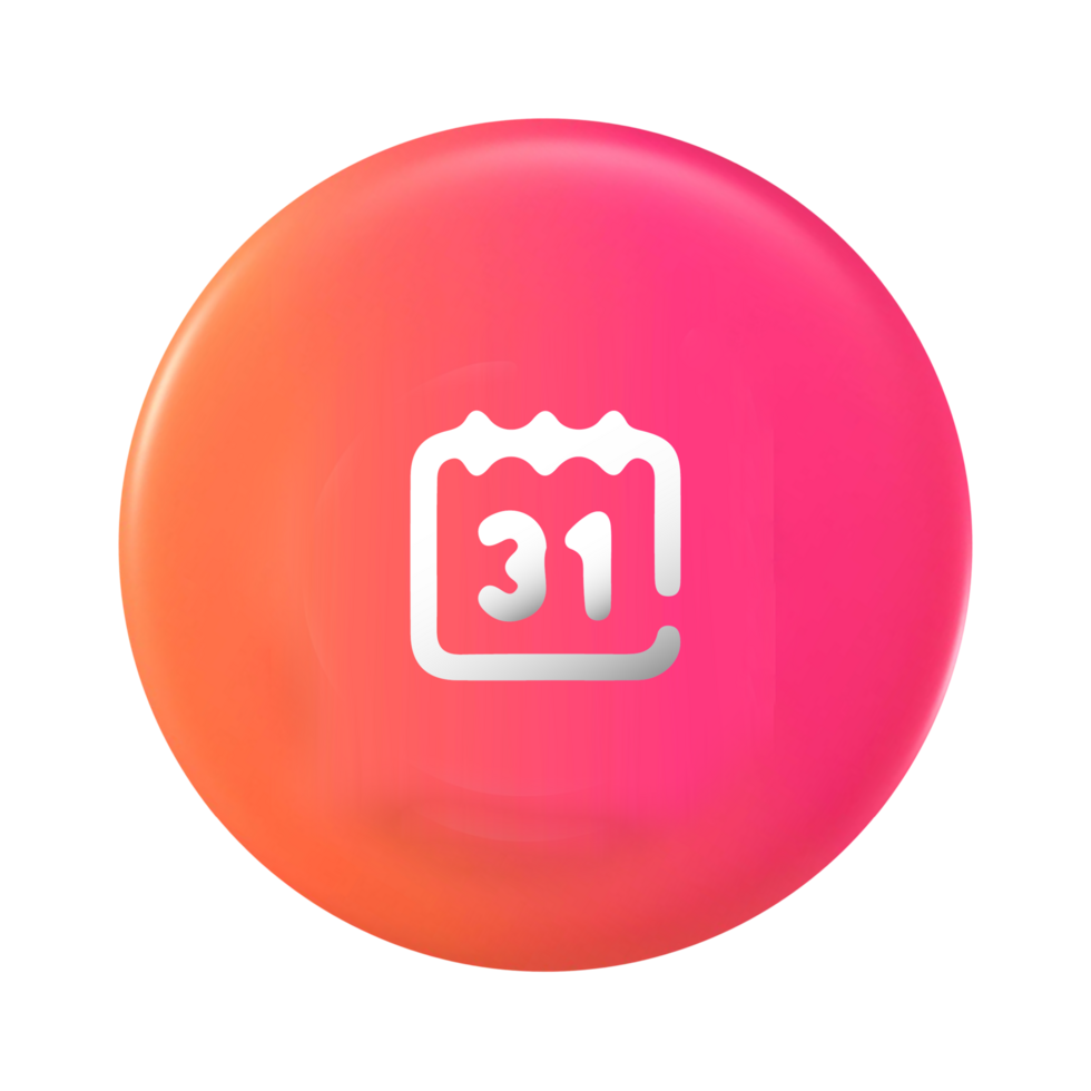 A pink and orange button with the number 31 on it png
