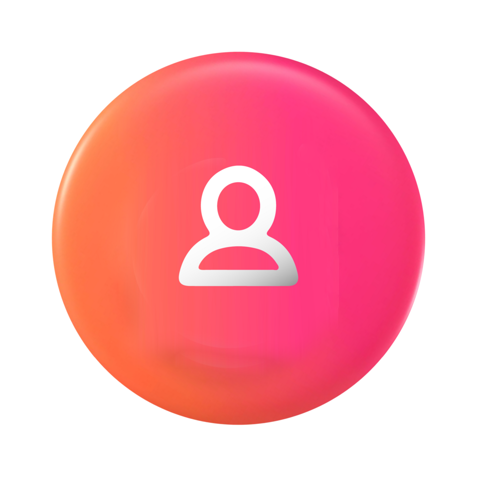 User person icon on pink and orange button png