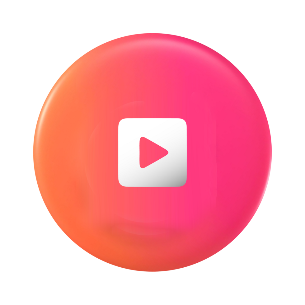 A pink and orange button with a play button png