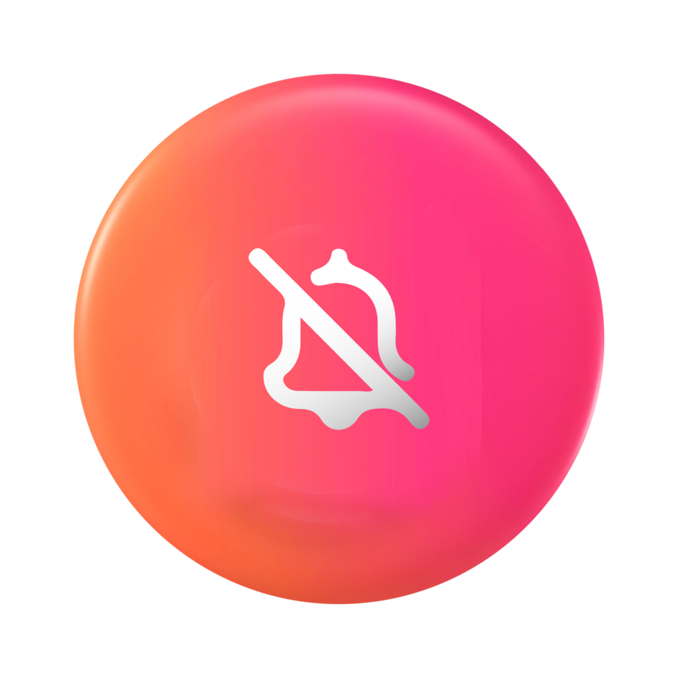 A pink and orange button with a no bell icon png