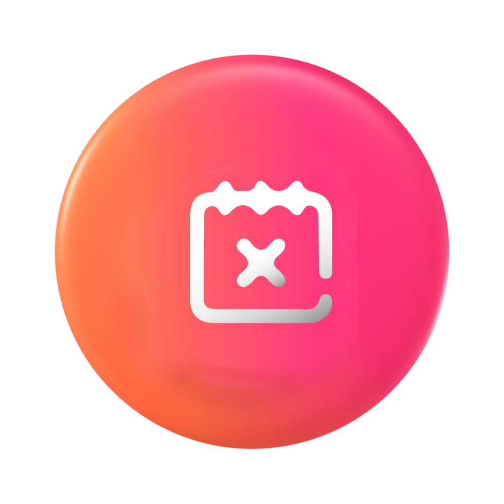 A pink and orange button with a calendar icon png