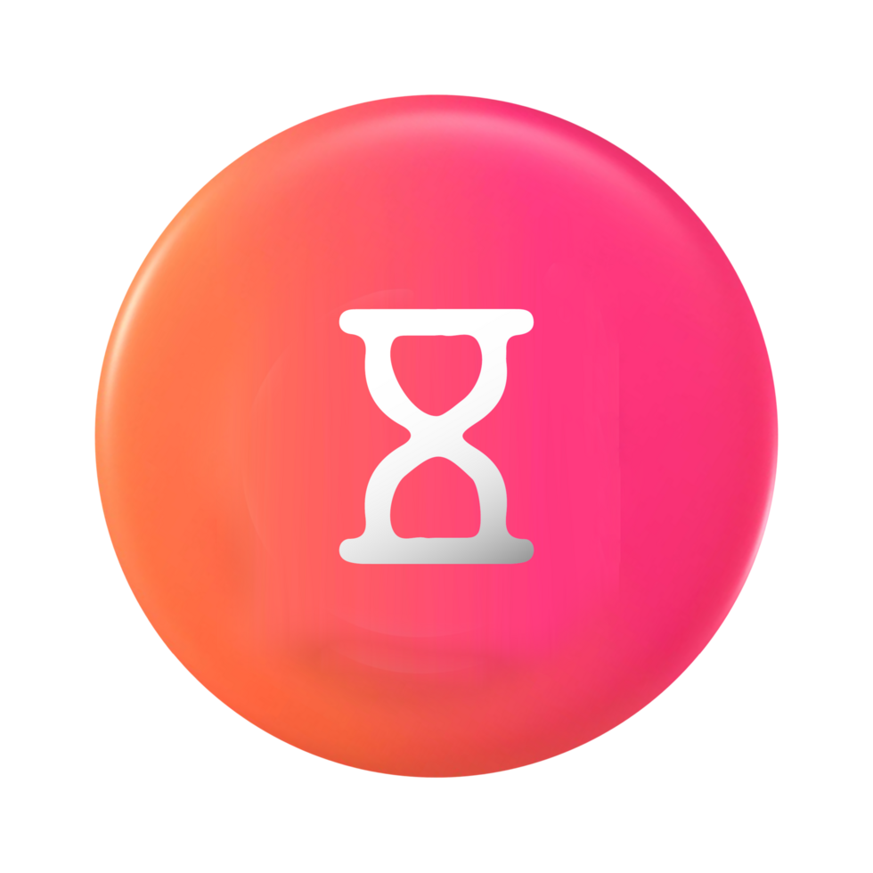 Hourglass icon on pink and orange button png