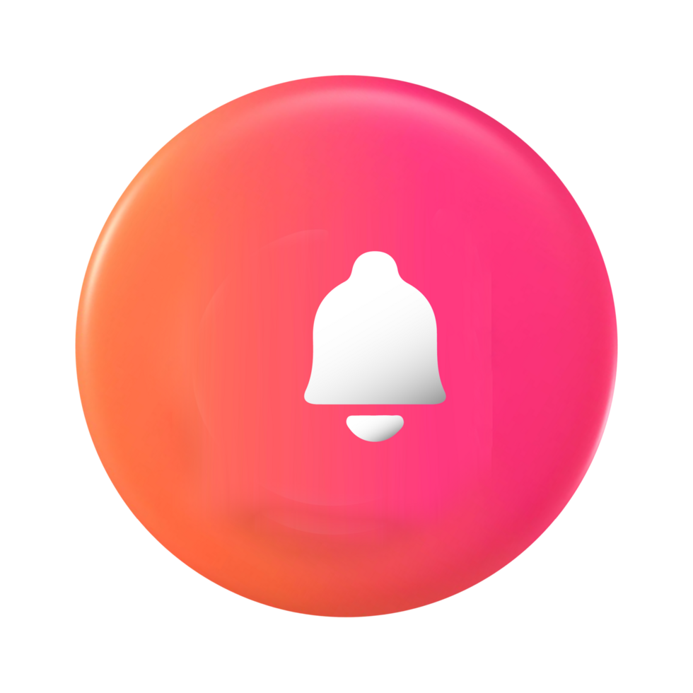 Bell icon pink and orange button png
