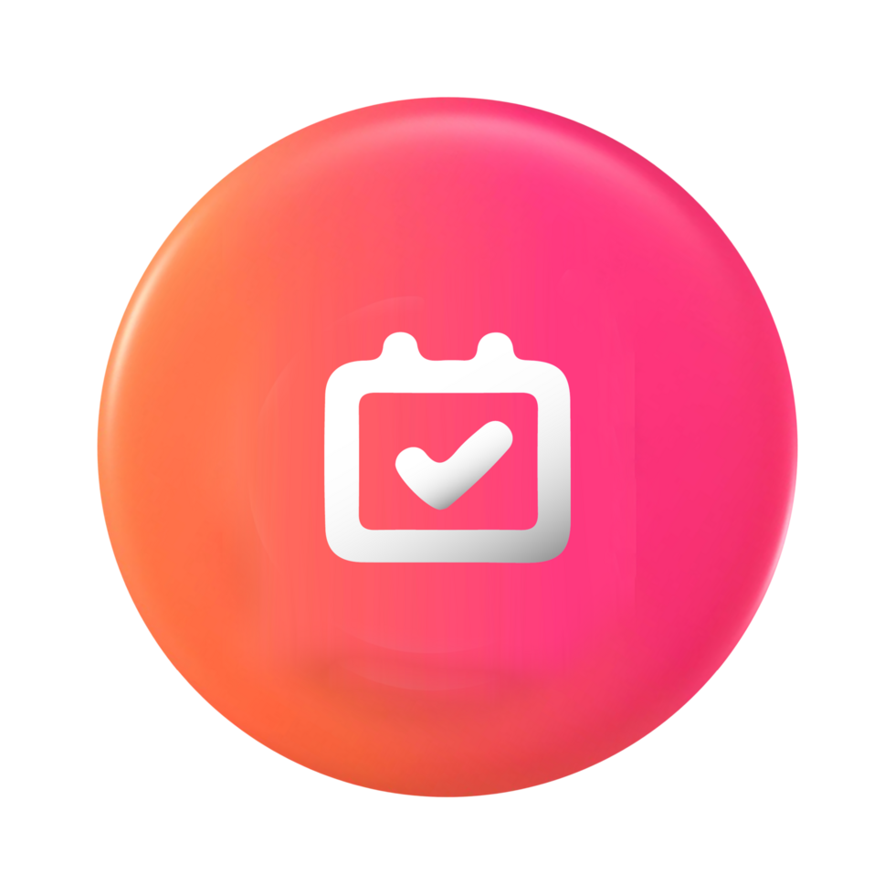 A pink and orange button with a check mark on it png