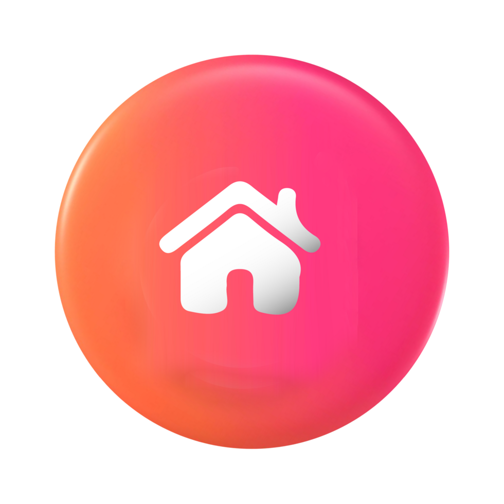 Home icon on a circle pink and orange button png
