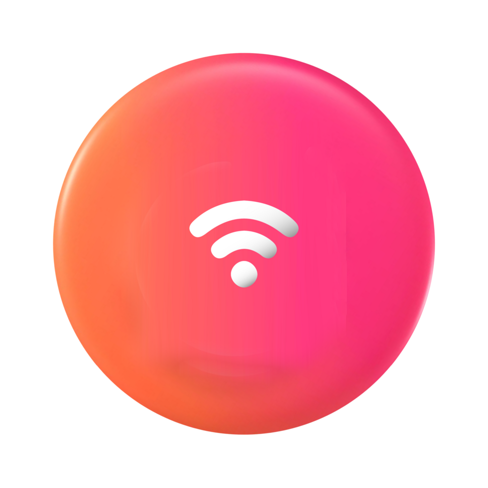 Wifi icon on a pink and orange button png