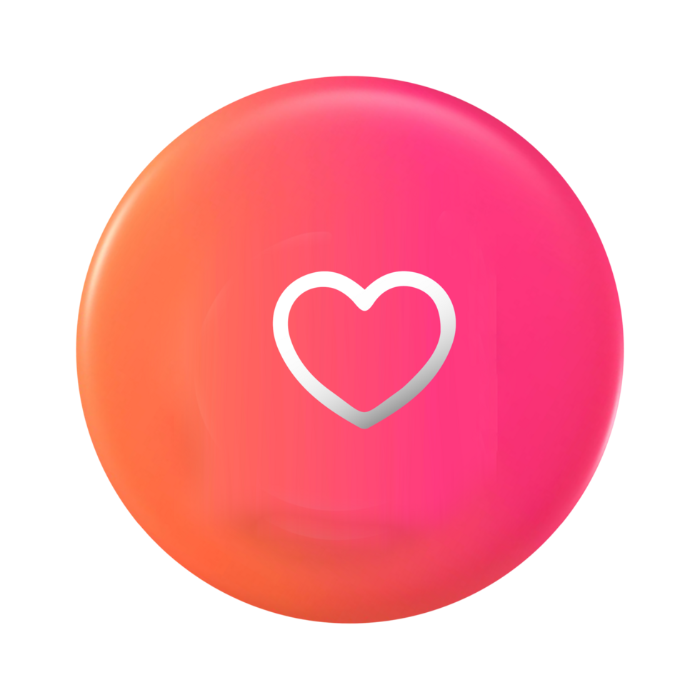 Love icon on pink and orange button png