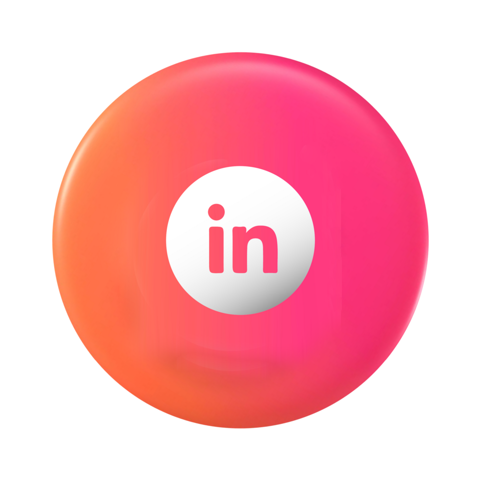 Linkedin logo on a pink and orange ball png