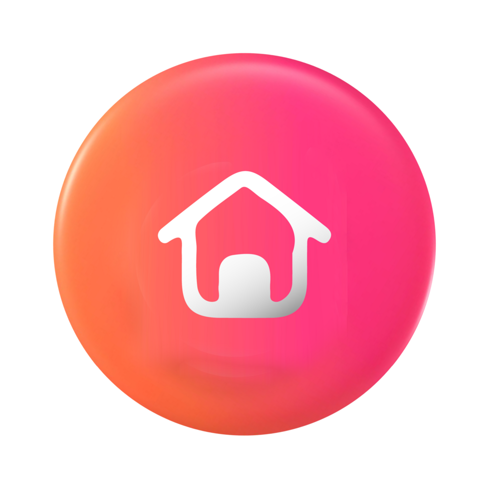 Home icon house symbol on pink and orange button png