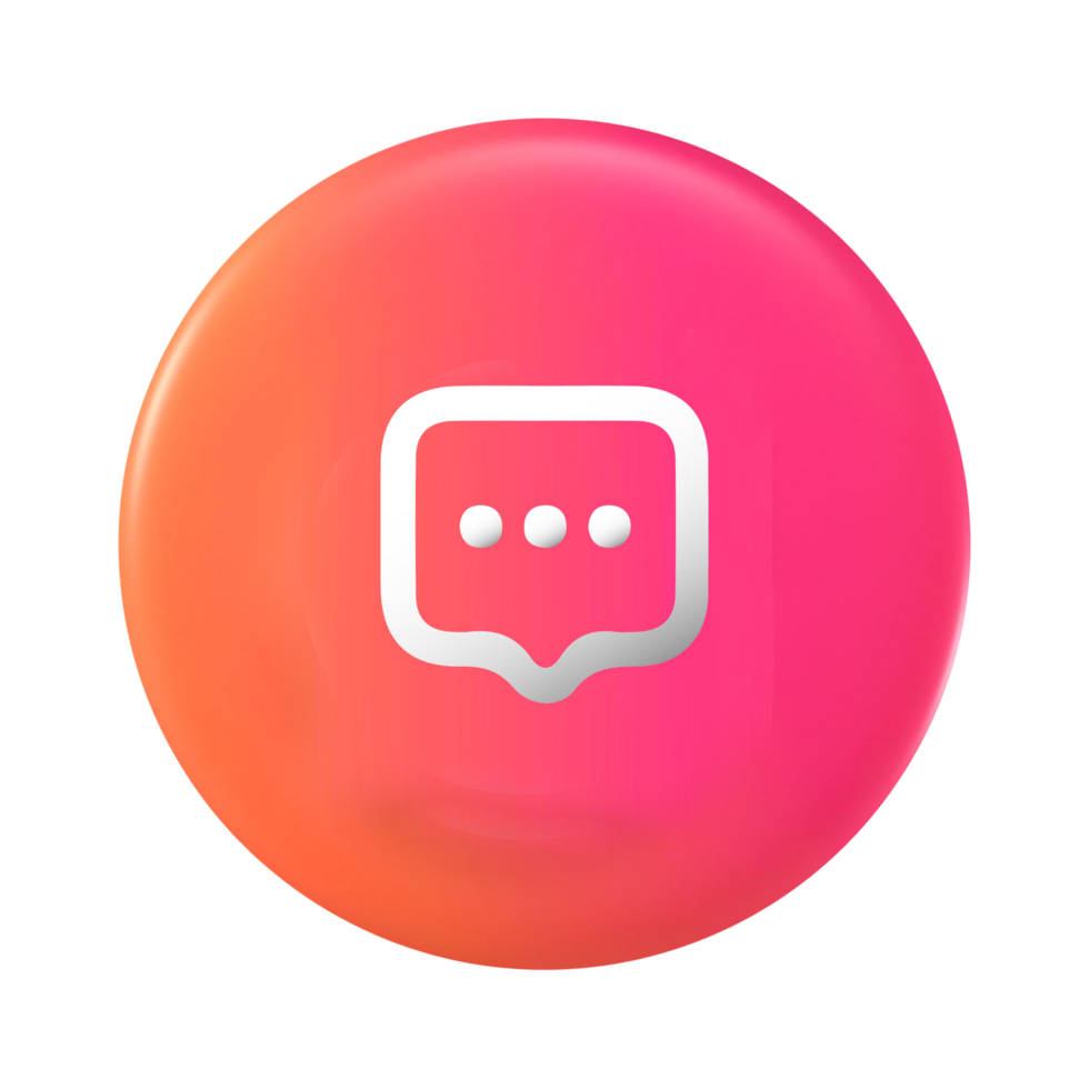 Pink and orange button with a speech bubble png