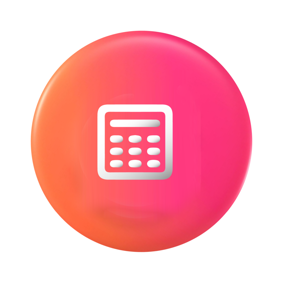 A pink and orange button with a calculator icon png