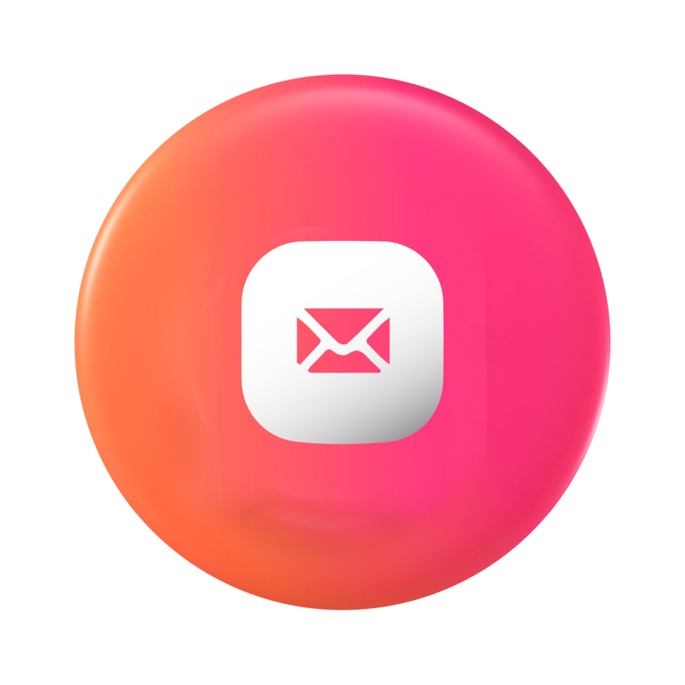 Email icon on pink and orange button with an envelope icon png
