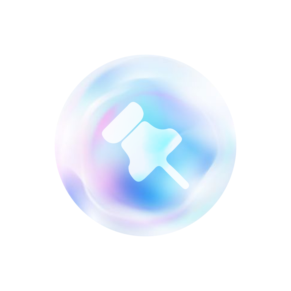 A white soap bubble with a blue and pink icon png