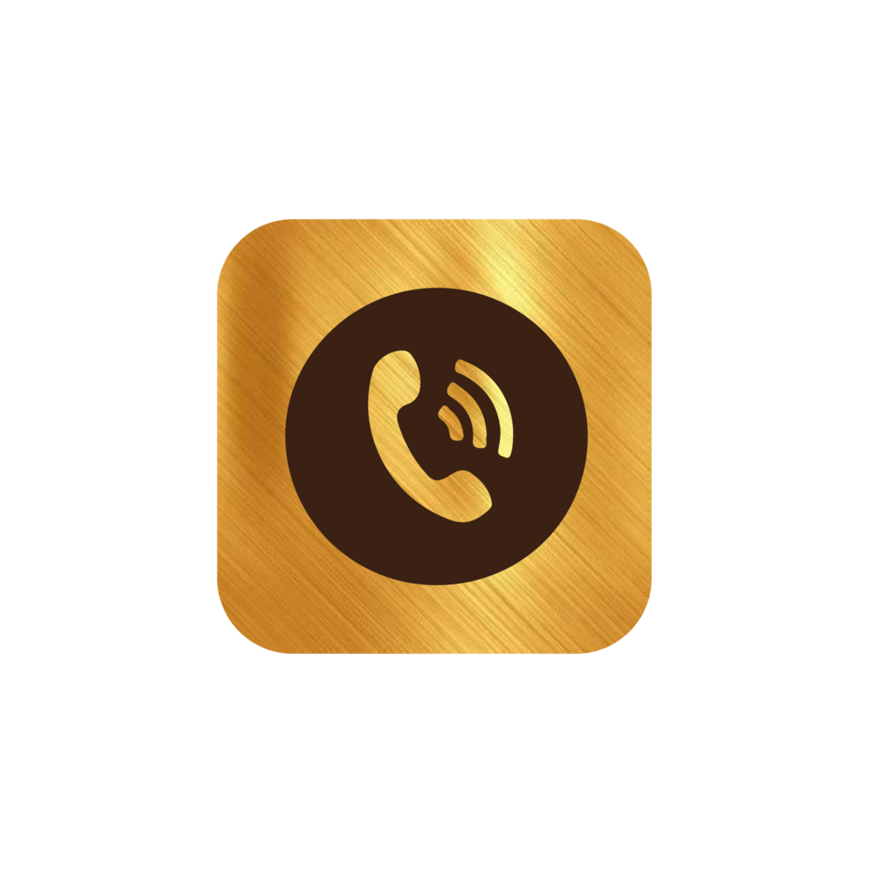 A gold phone icon with a phone on it png