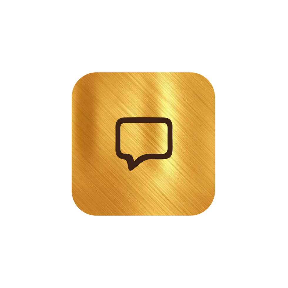 A gold chat bubble icon on a black background png