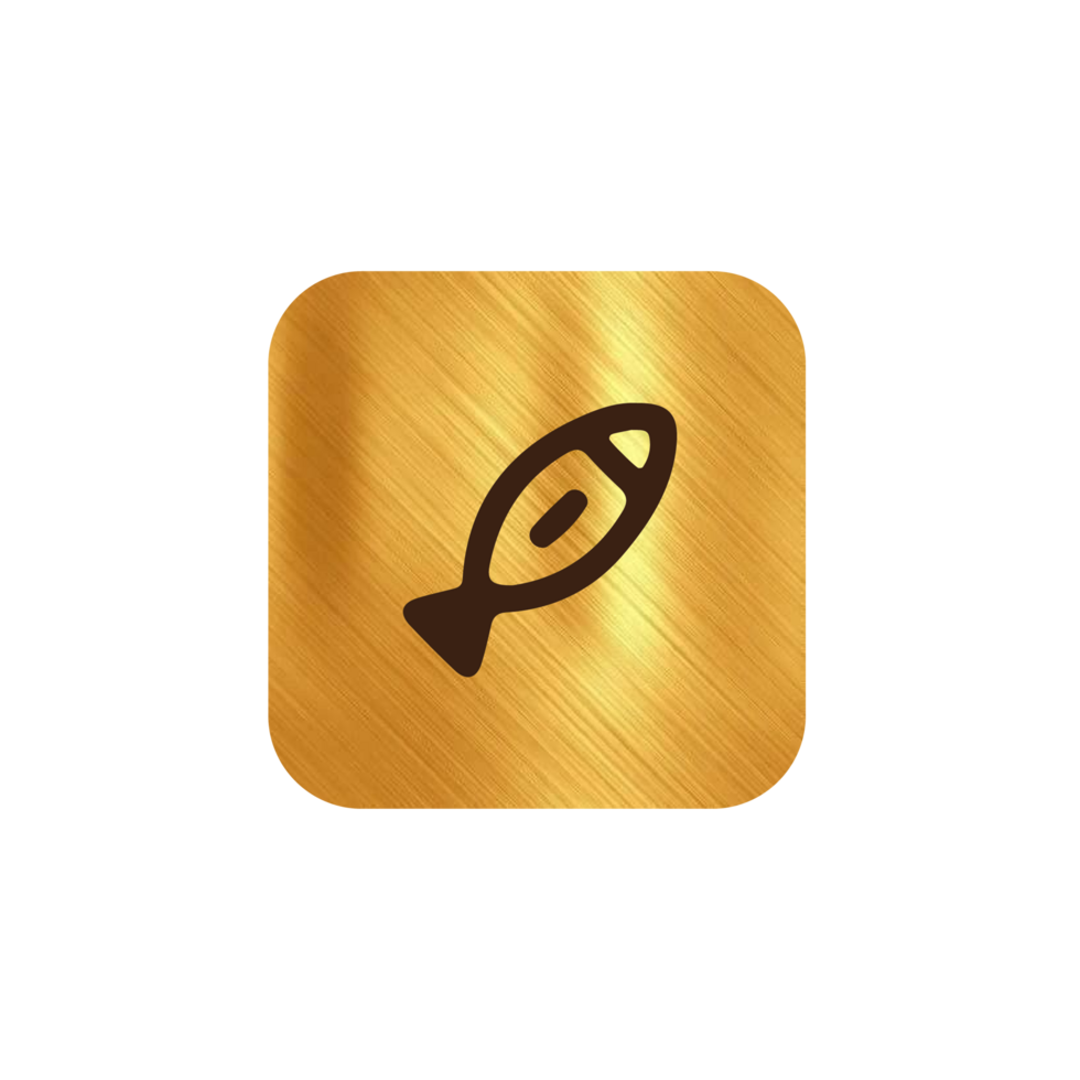 Fish icon on a gold background png