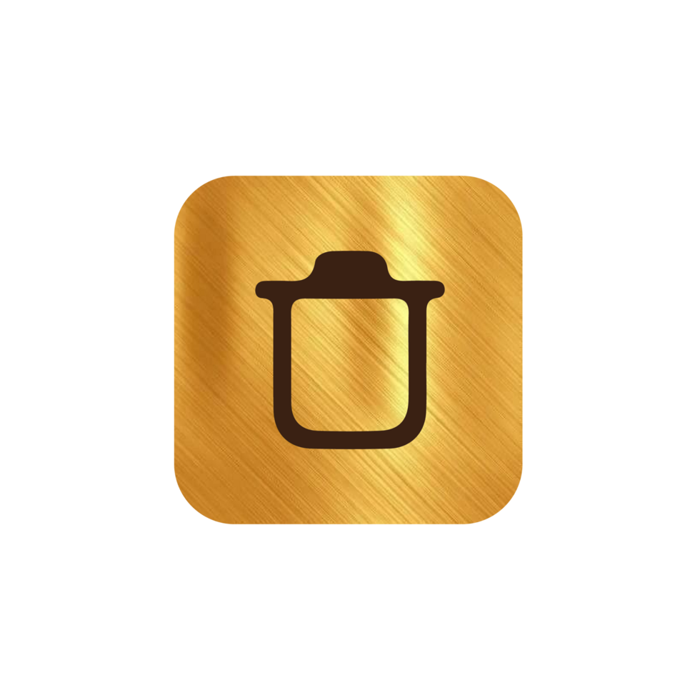 Trash can icon on gold shape png