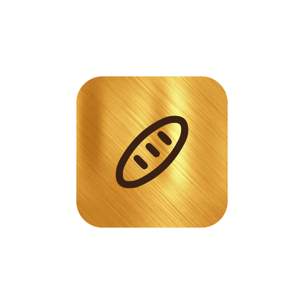 A gold icon with a loaf of bread on it png