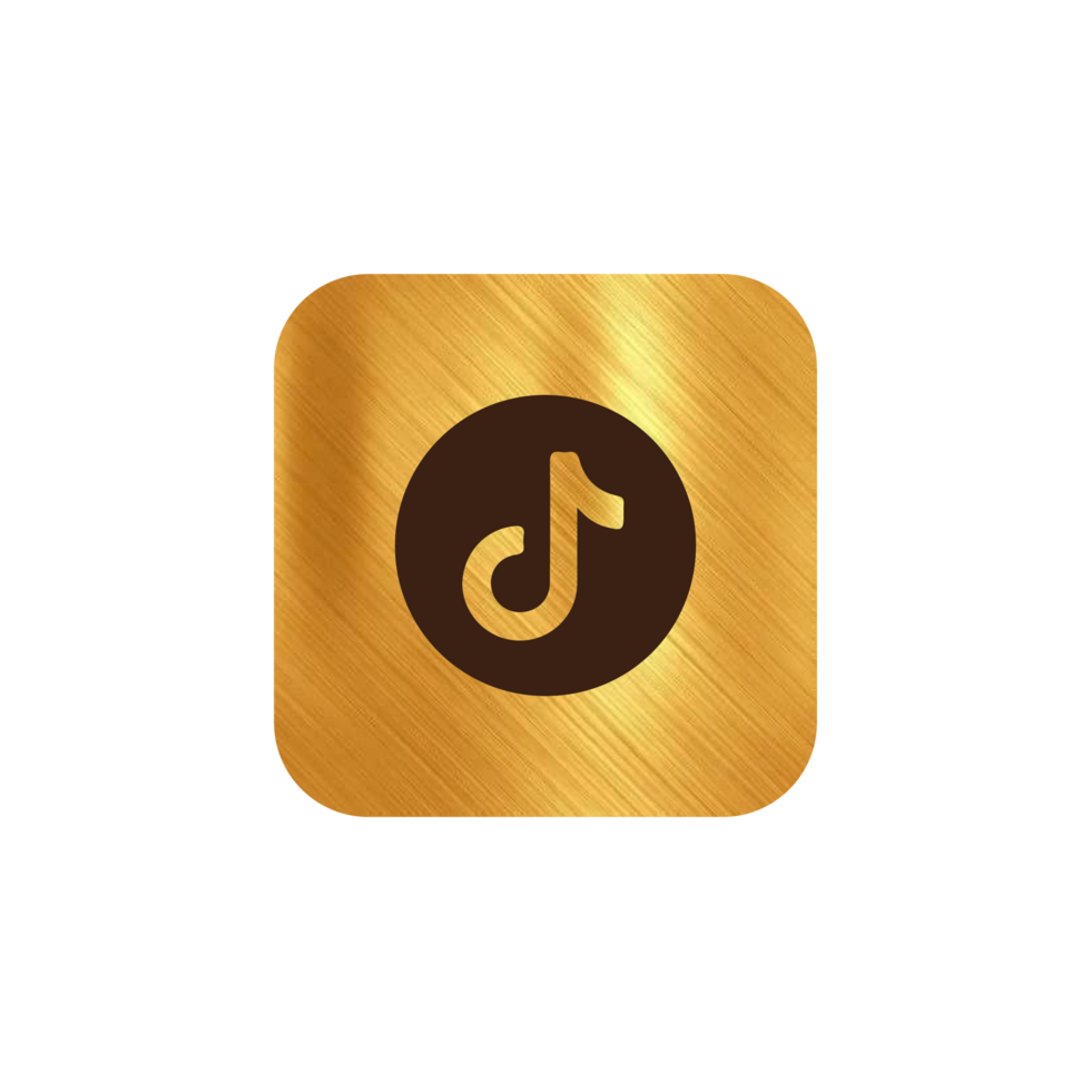 Tik tok logo on a gold shape png