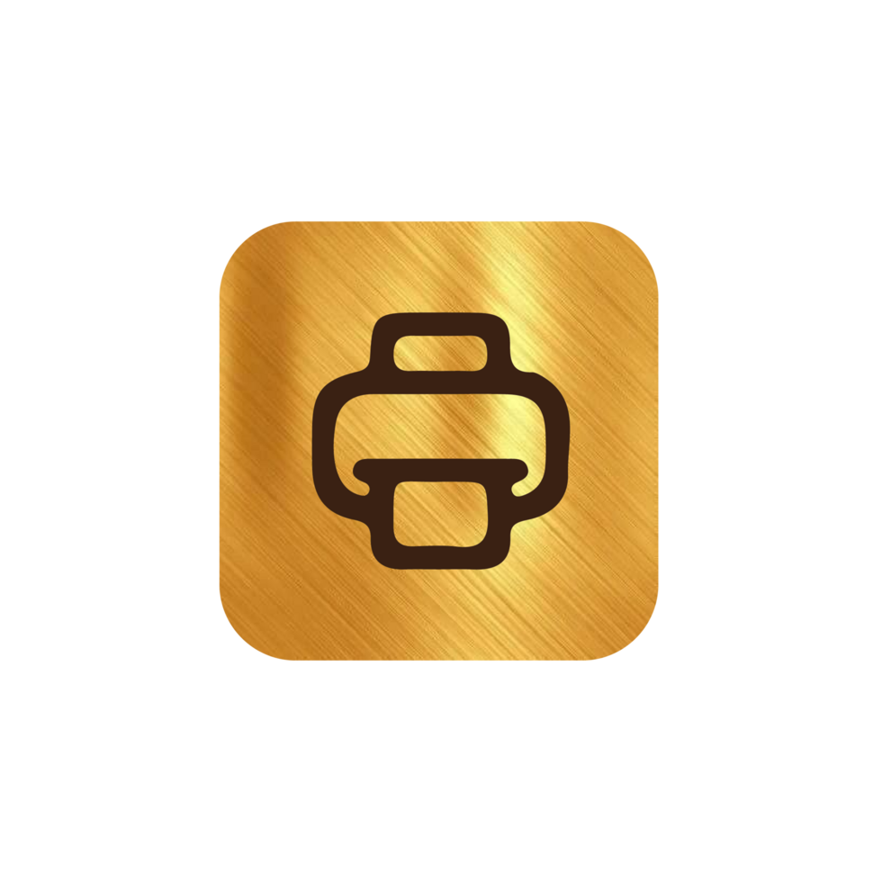 The icon for the printer is shown on a gold background png